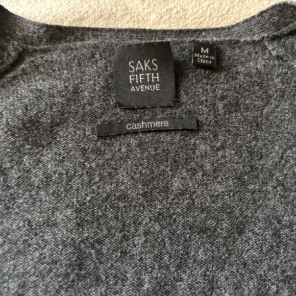 Saks Fifth Avenue 100% cashmere gray cardigan - Picture 2 of 6